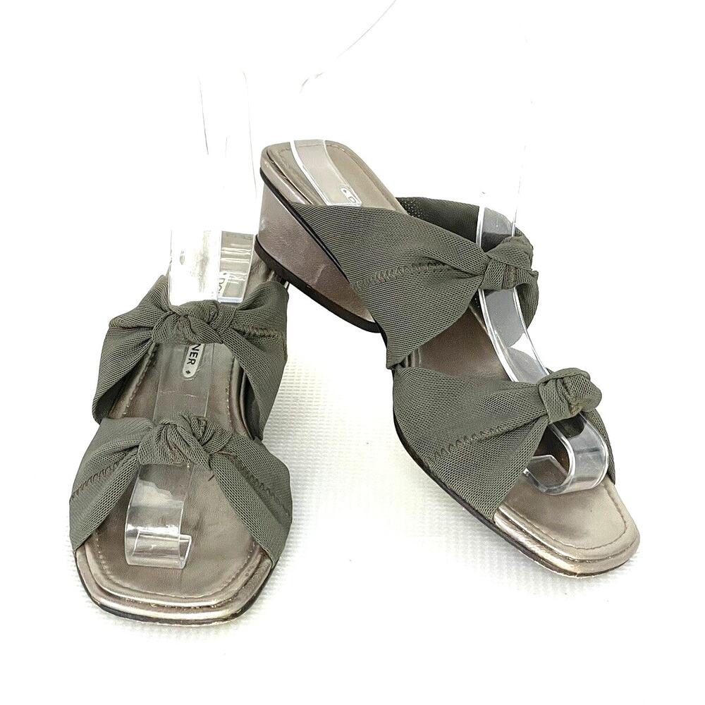 DONALD PLINER Women's 8.5 N Taupe Gray Mesh Double Knot Block Heel Shoes